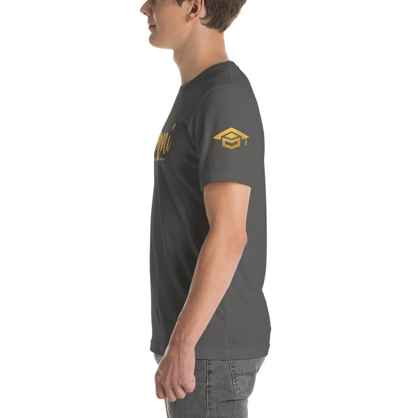 Alumni Cap Text with Metallic Cap on Sleeve Unisex t-shirt