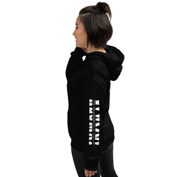 LAFS Alumni Building with Alumni Split Text on sleeve Unisex Hoodie