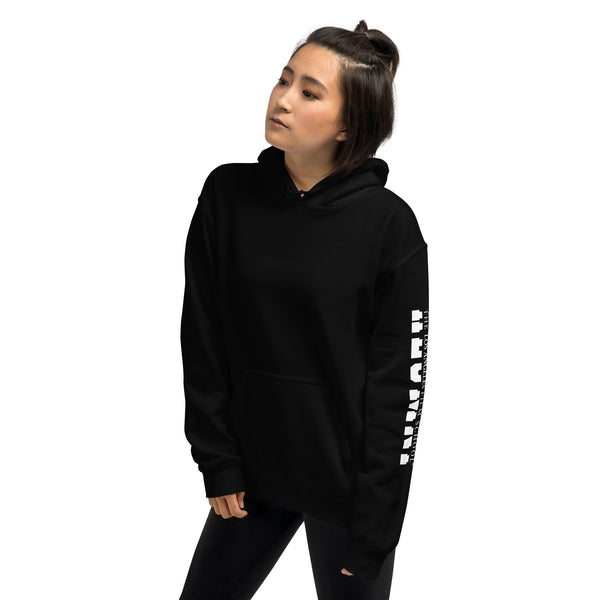 LAFS Alumni Building with Alumni Split Text on sleeve Unisex Hoodie