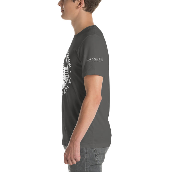 LAFS Alumni Building on Front with Logo on Sleeve Unisex T-shirt