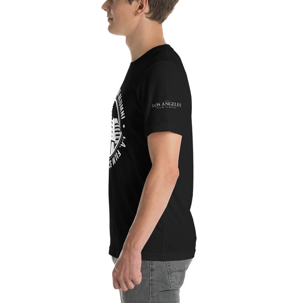 LAFS Alumni Building on Front with Logo on Sleeve Unisex T-shirt